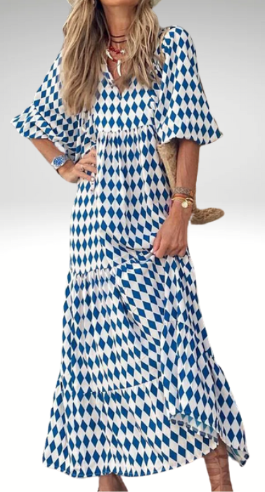 Modisches Plus Size Kleid mit Muster & Puffärmeln