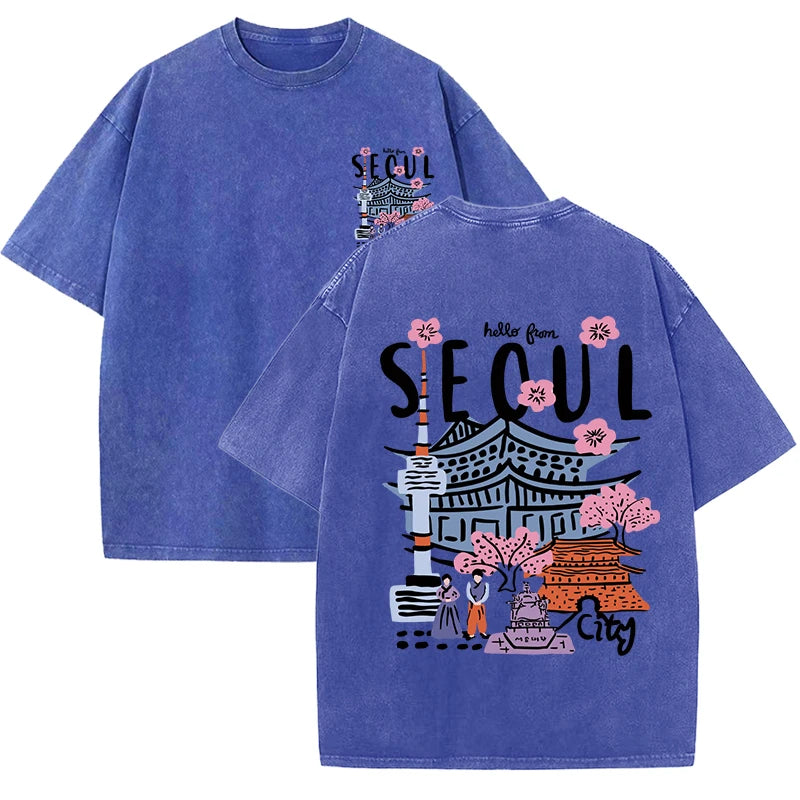 Hello Seoul – Retro-inspiriertes Baumwollshirt für den Frühling/Sommer