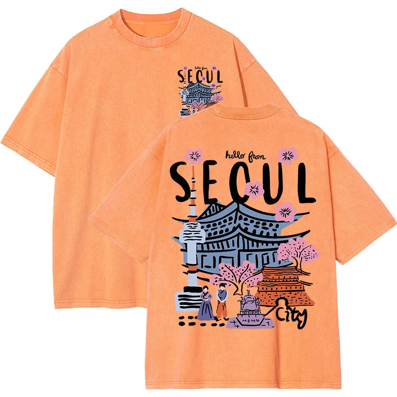 Hello Seoul – Retro-inspiriertes Baumwollshirt für den Frühling/Sommer
