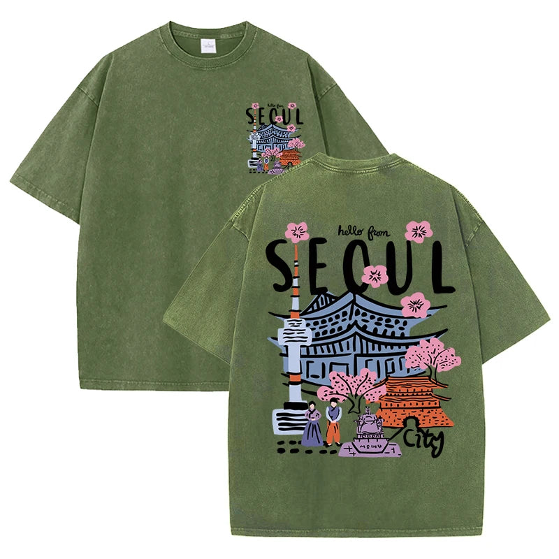 Hello Seoul – Retro-inspiriertes Baumwollshirt für den Frühling/Sommer