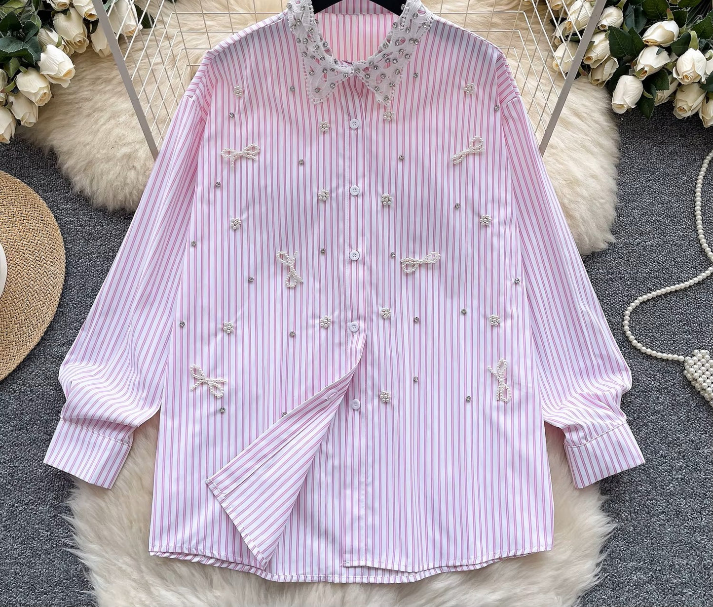 Perlen-Schleifen Bluse