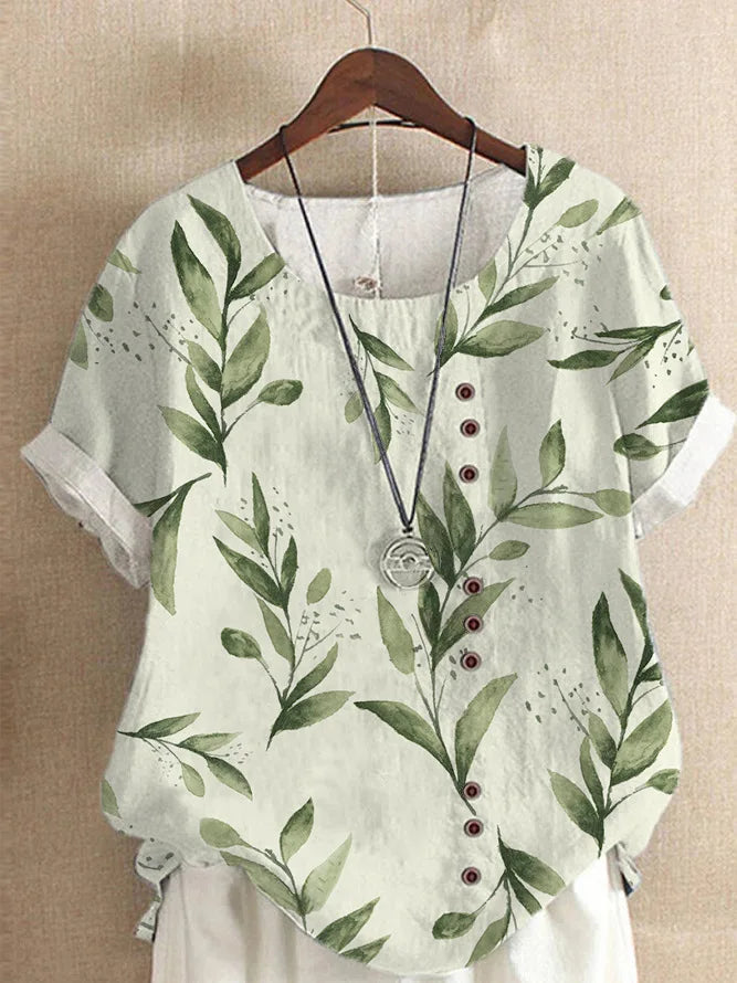 Sommerliche Damenbluse – Luftig, Retro & mit floralem Muster für einen eleganten Look