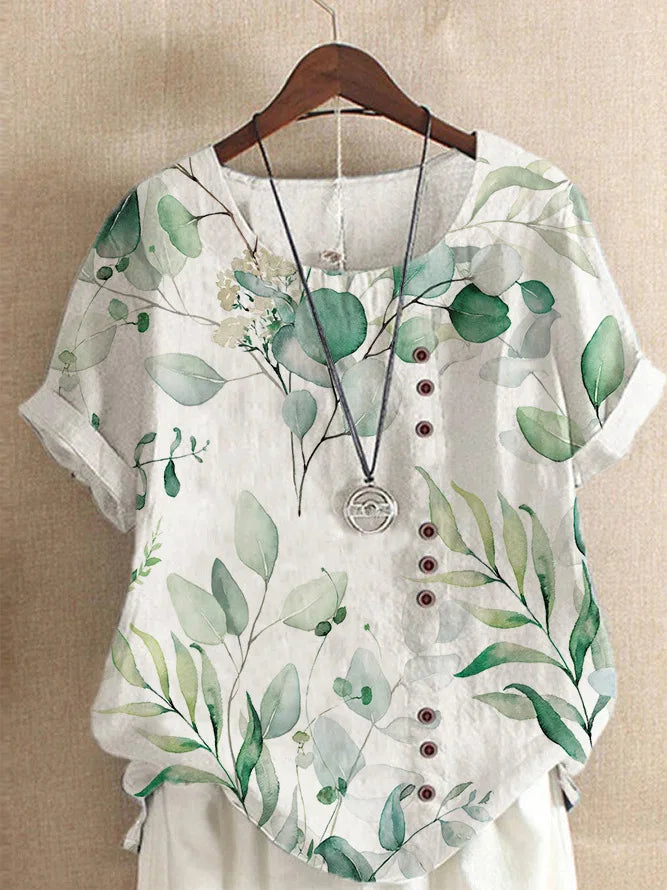 Sommerliche Damenbluse – Luftig, Retro & mit floralem Muster für einen eleganten Look
