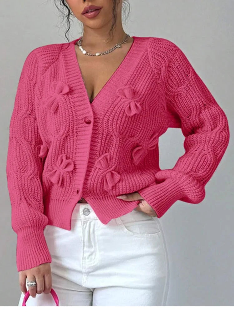 Strick-Cardigan mit Schleifen