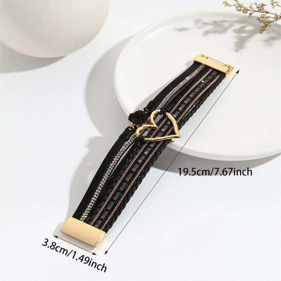 Luna Amour – Edles Herz-Armband mit Kristall und Lederoptik
