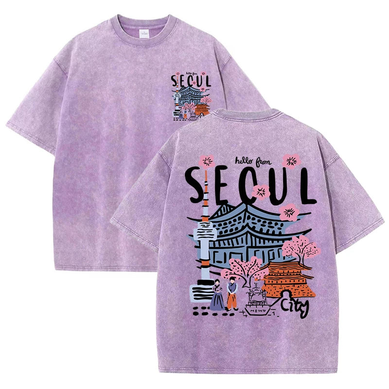 Hello Seoul – Retro-inspiriertes Baumwollshirt für den Frühling/Sommer