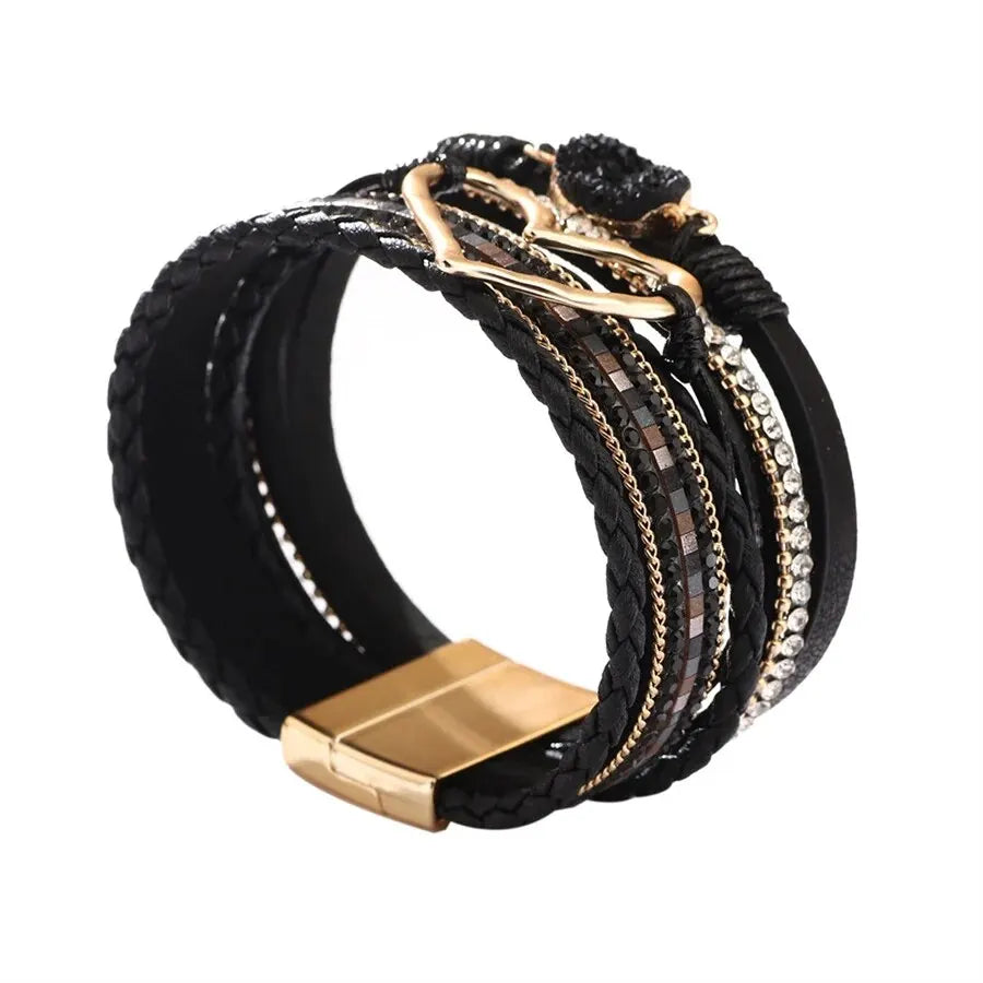 Luna Amour – Edles Herz-Armband mit Kristall und Lederoptik