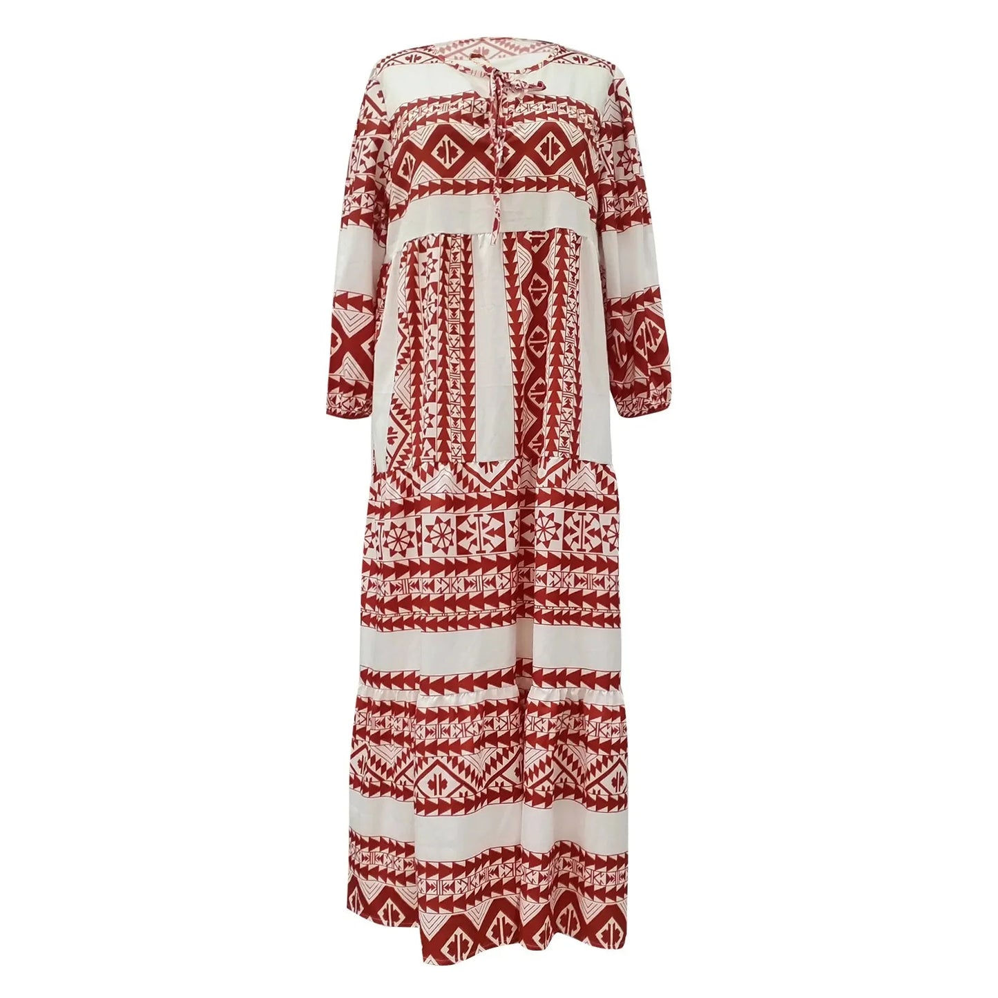Modisches Plus Size Kleid mit Muster & Puffärmeln
