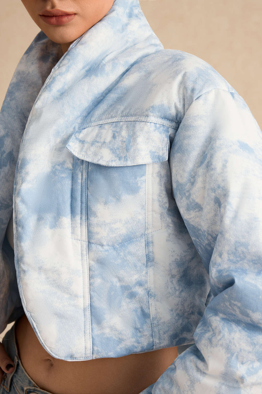 Cropped Jacke im Tie-Dye-Look