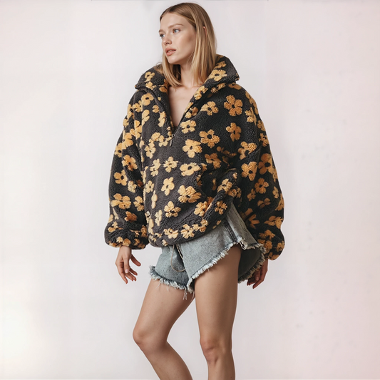 Kuschelige Blumen Fleecejacke