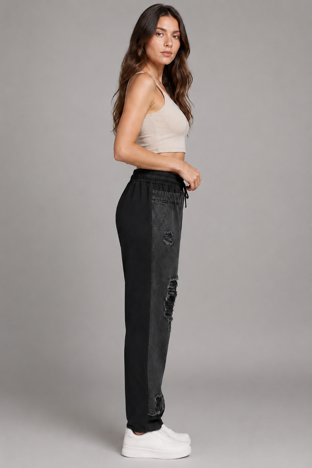 Trendige 2-in-1-Layered Jeans mit Joggingeinsatz