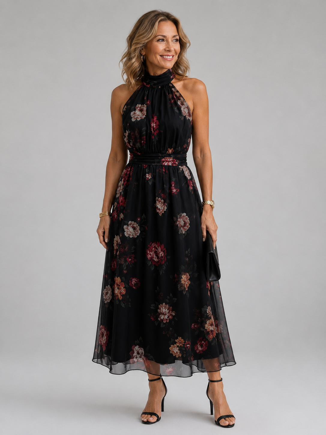 Florales Neckholder Midikleid