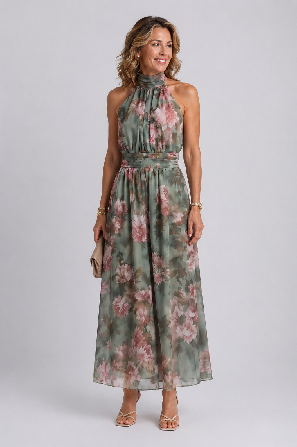 Florales Neckholder Midikleid