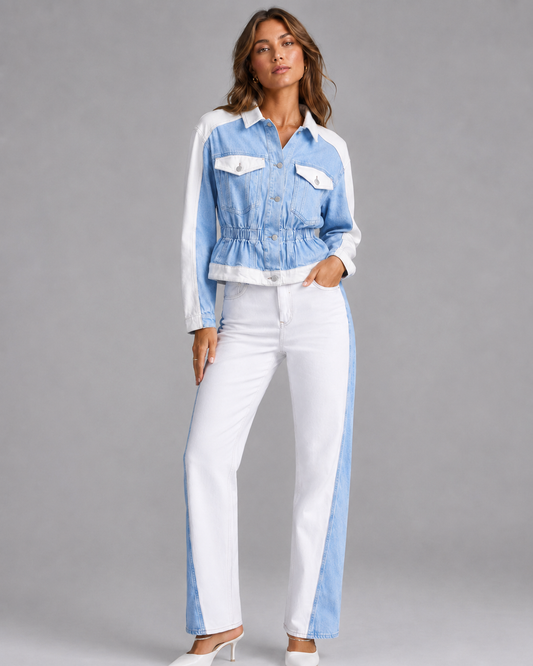 Denim Zweiteiler im Colorblock-Look
