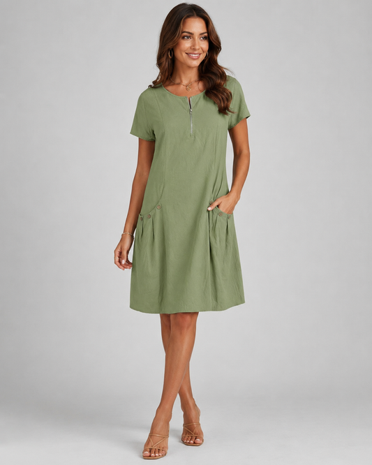 Baumwollkleid mit Reißverschluss