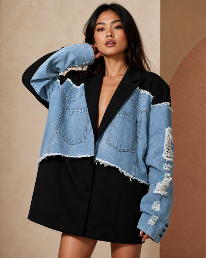 Oversized Denim Blazer im Streetstyle Look
