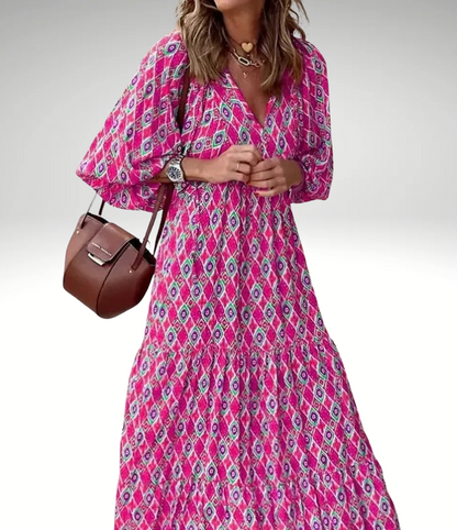 Modisches Plus Size Kleid mit Muster & Puffärmeln