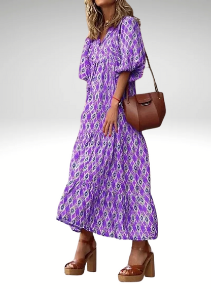 Modisches Plus Size Kleid mit Muster & Puffärmeln