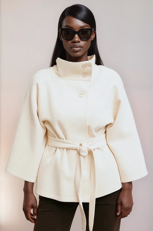 Poncho coat with belt