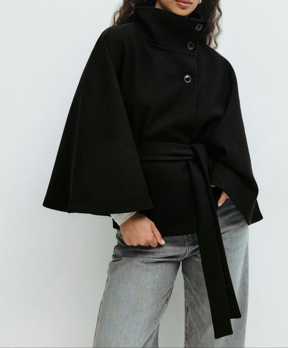 Poncho Mantel mit Gürtel
