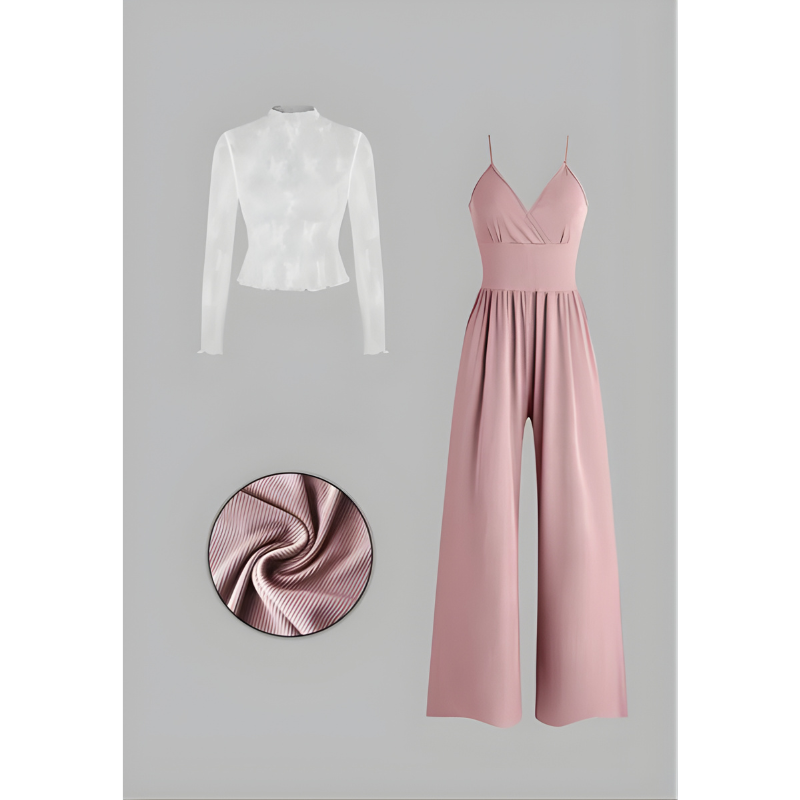 Elegantes Zweiteiler Set mit Spitzen Top & Jumpsuit