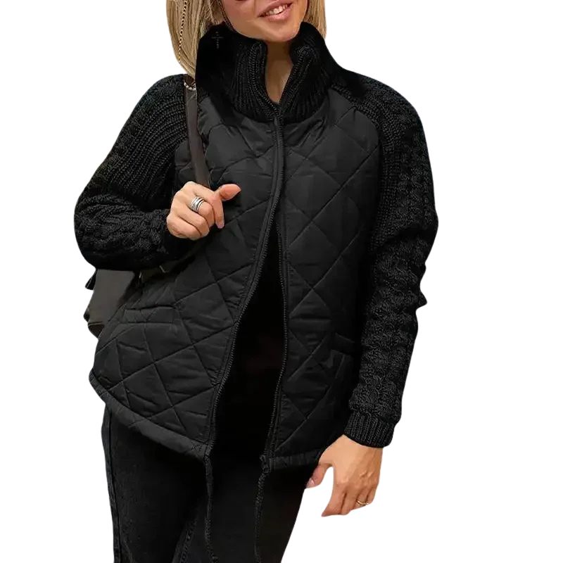 Trendige Steppjacke mit Strickärmeln