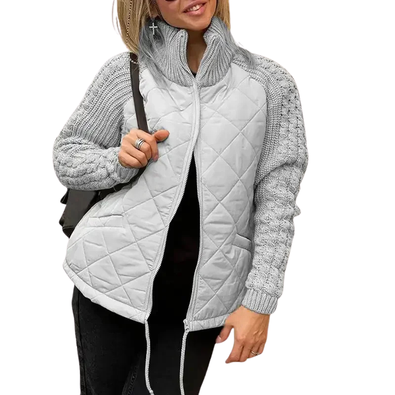 Trendige Steppjacke mit Strickärmeln