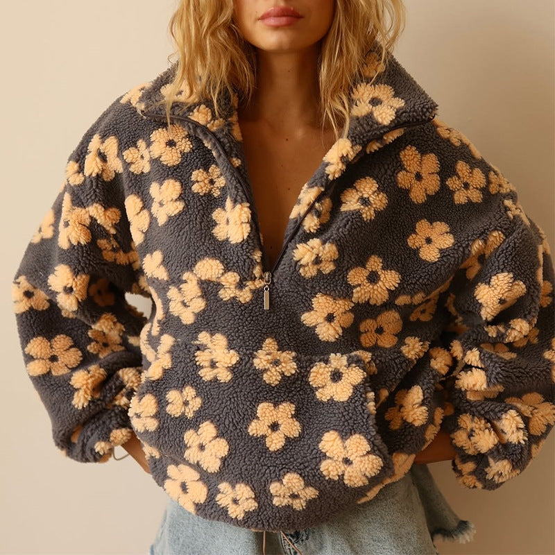 Kuschelige Blumen Fleecejacke