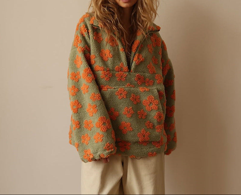 Kuschelige Blumen Fleecejacke