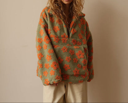 Kuschelige Blumen Fleecejacke