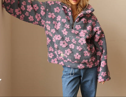 Kuschelige Blumen Fleecejacke