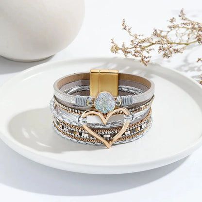 Luna Amour – Edles Herz-Armband mit Kristall und Lederoptik
