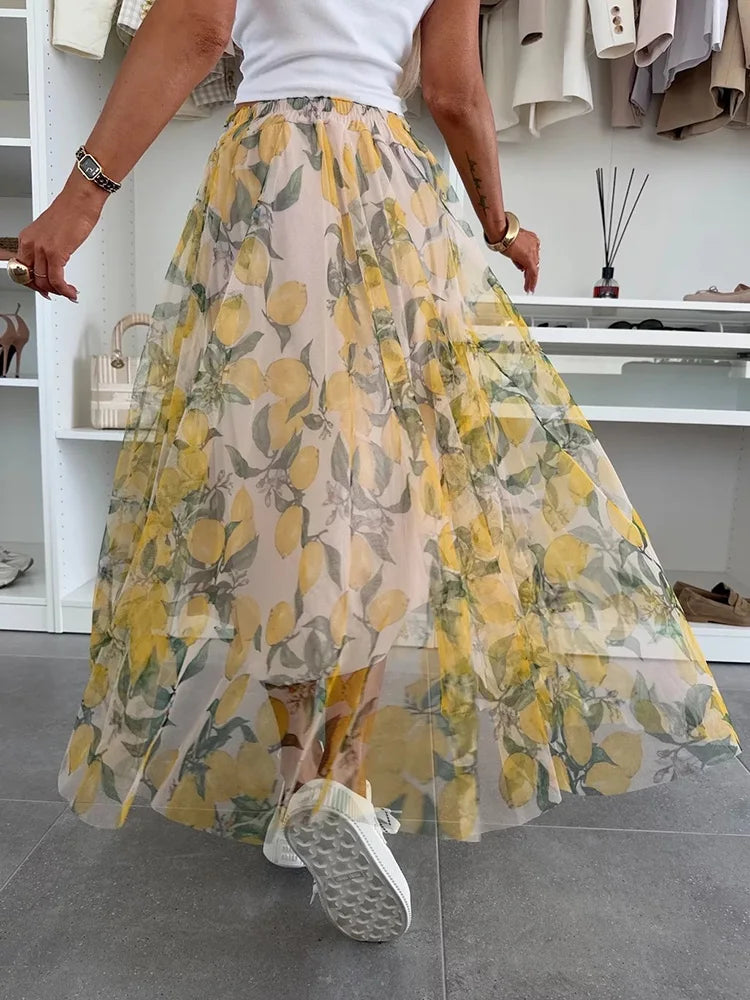 Eleganter Midirock mit transparentem Overlay