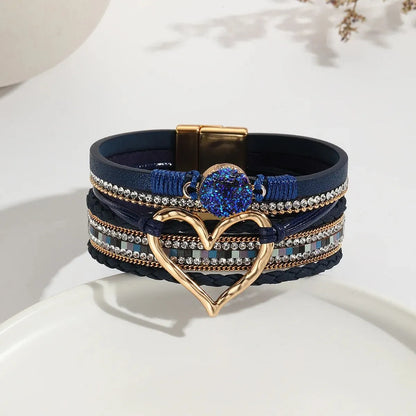 Luna Amour – Edles Herz-Armband mit Kristall und Lederoptik