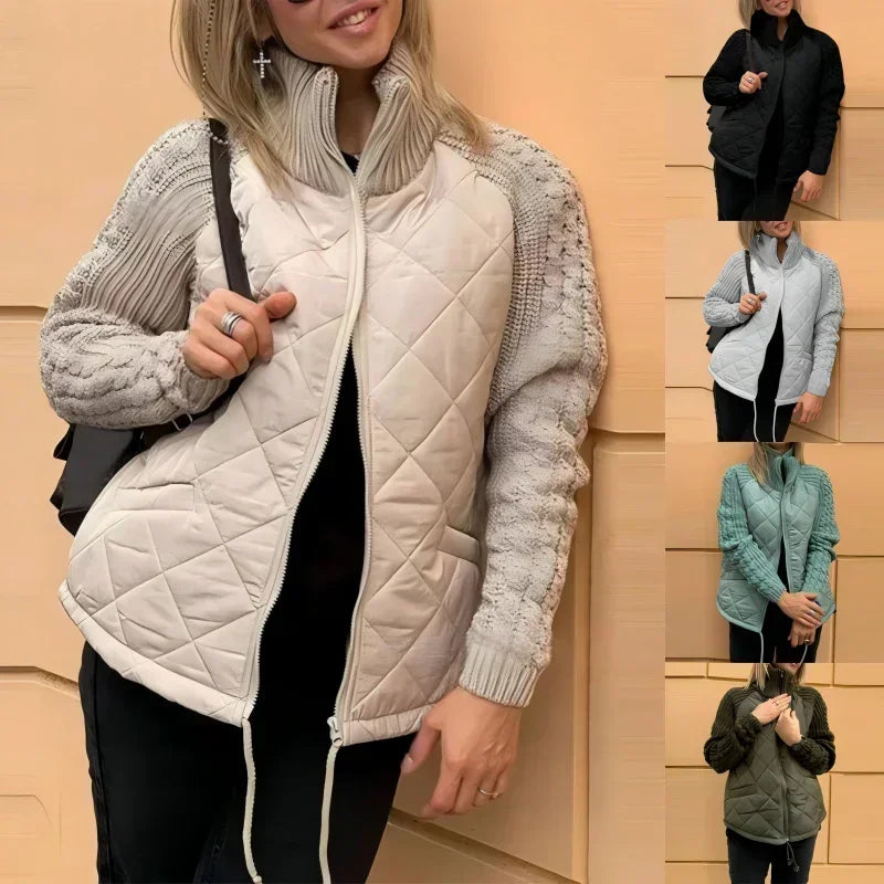 Trendige Steppjacke mit Strickärmeln