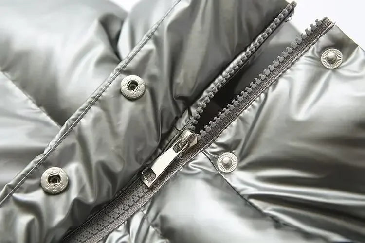 Stylische Puffer Weste in Metallic-Optik