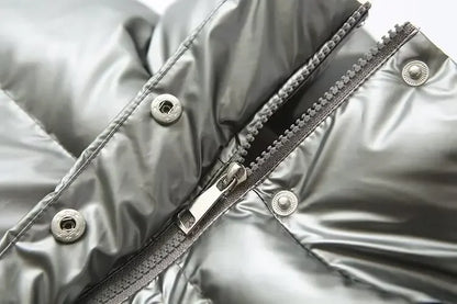 Stylische Puffer Weste in Metallic-Optik