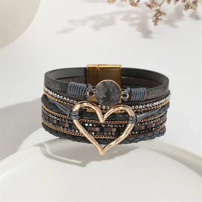 Luna Amour – Edles Herz-Armband mit Kristall und Lederoptik
