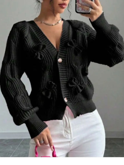 Strick-Cardigan mit Schleifen