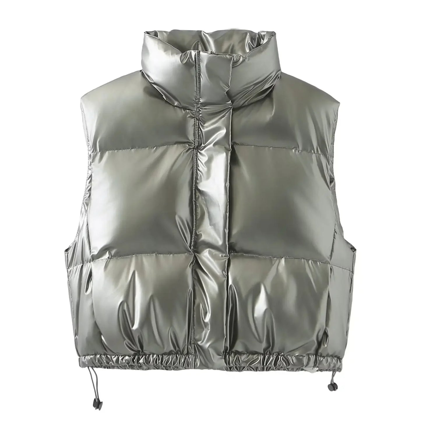 Stylische Puffer Weste in Metallic-Optik