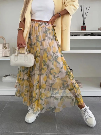 Eleganter Midirock mit transparentem Overlay