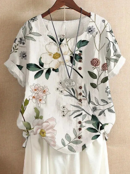 Sommerliche Damenbluse – Luftig, Retro & mit floralem Muster für einen eleganten Look