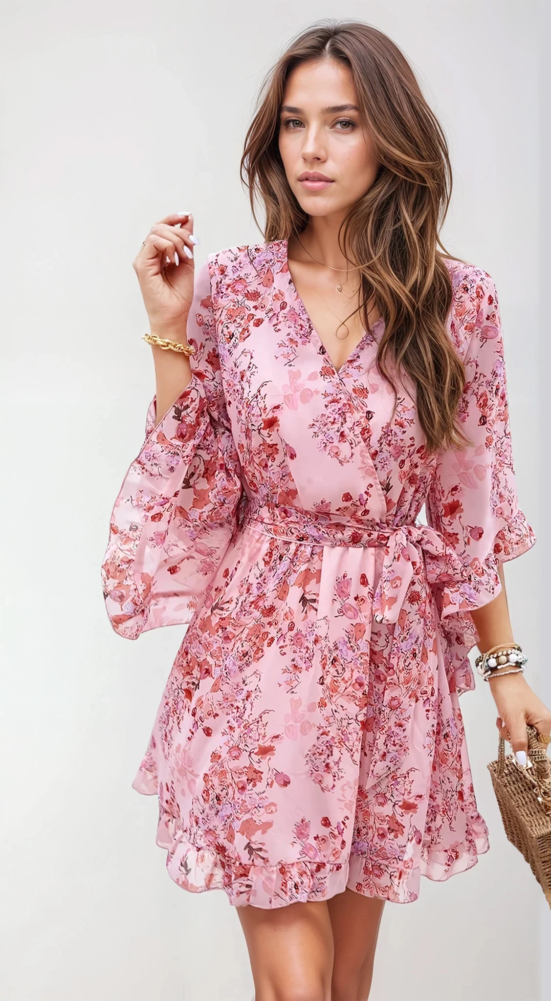 Flowy Dress mit Rüschenärmeln