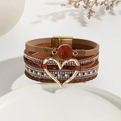 Luna Amour – Edles Herz-Armband mit Kristall und Lederoptik