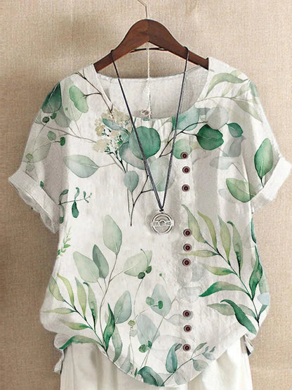 Sommerliche Damenbluse – Luftig, Retro & mit floralem Muster für einen eleganten Look