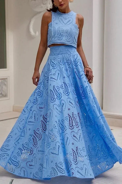 Maxirock und Crop-Top