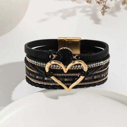 Luna Amour – Edles Herz-Armband mit Kristall und Lederoptik