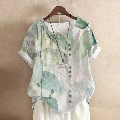Sommerliche Damenbluse – Luftig, Retro & mit floralem Muster für einen eleganten Look