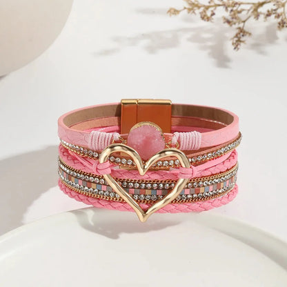 Luna Amour – Edles Herz-Armband mit Kristall und Lederoptik