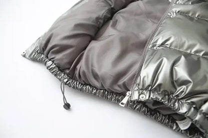 Stylische Puffer Weste in Metallic-Optik